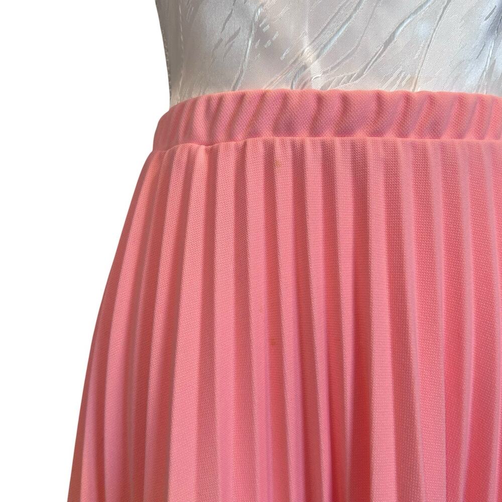 Vintage 80s Pleated Pink Midi Skirt Sz Medium - Picture 8 of 14